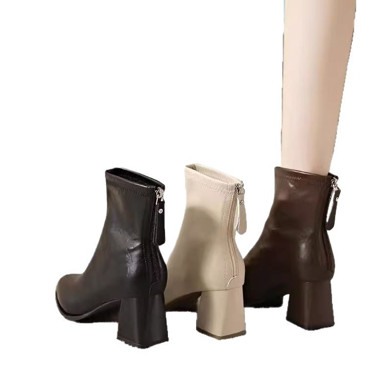Women's Pointed-Toe Chunky Heel Ankle Boots