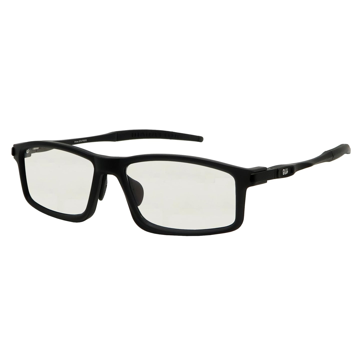 LEVEL UP Prime Blue Light Blocking Glasses - Computer Gaming Eyewear for Gamers to Filter UV Glare & Anti Eyestrain - Men Women & Kids Black Frame Spectacles w/Clear Lenses