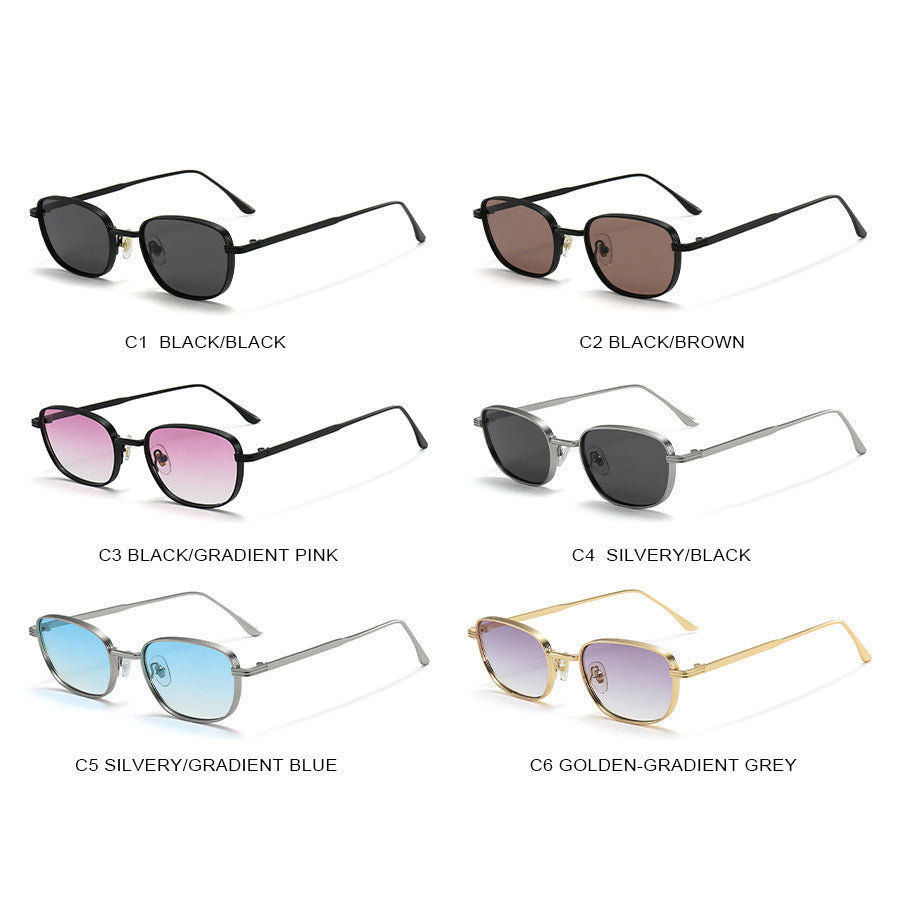 Metal Small Square Box Retro UV Protection Sun Glasses
