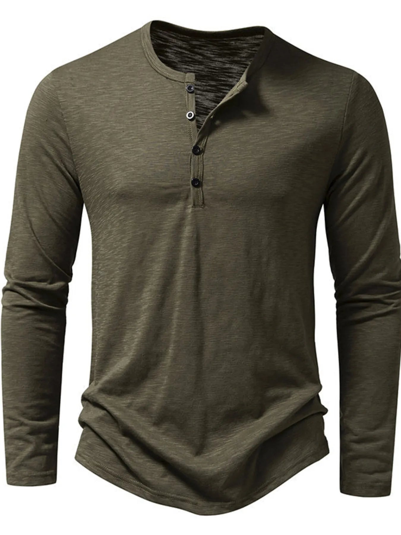 Camiseta de manga larga con botones para hombre