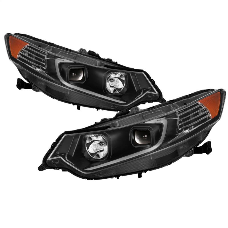 xTune 09-14 Acura TSX Faros Proyector - Barra de Luz DRL - Negros (PRO-JH-ATSX09-LB-BK)