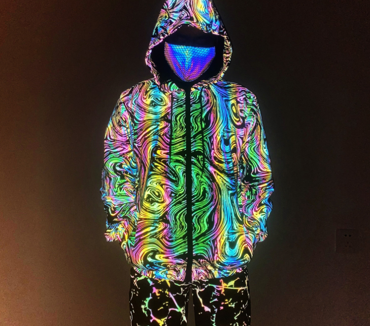 Reflective Work Jacket with Loose Fit and Letter Design