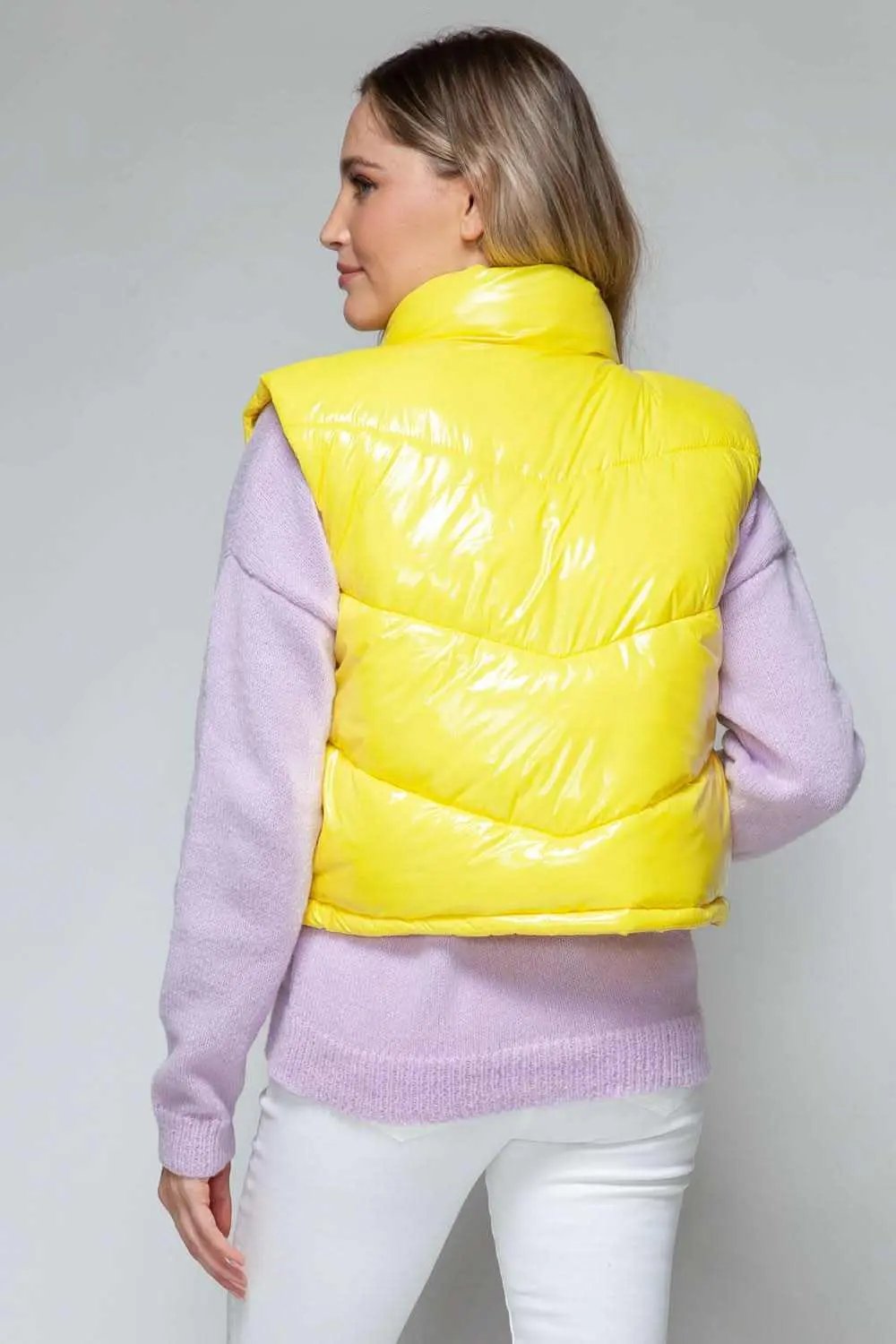Women's Vest - Shiny Quilted - Fashionable Sleeveless Outerwear