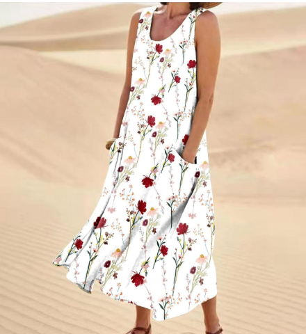 Elegante Conjunto de Dos Piezas con Estampado Floral - Cuello Redondo