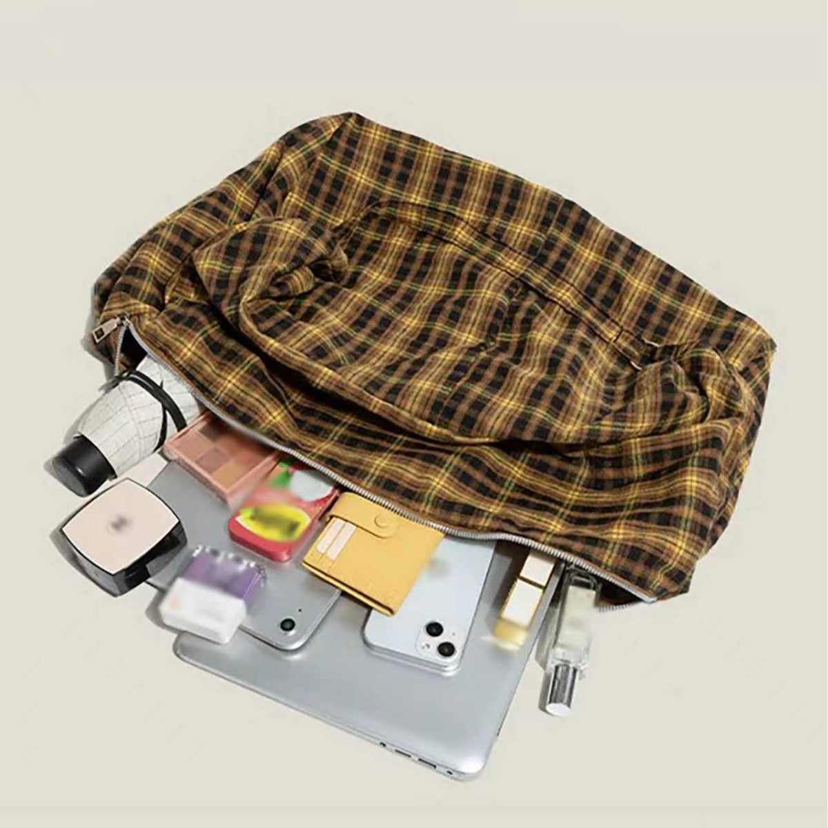 Womens Plaid Multi-Wear Large-Capacity ShoulderCrossbody Bag