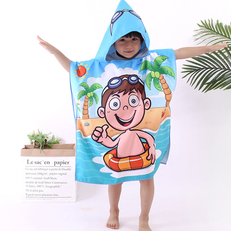 Microfiber Children's Cloak Double-sided Velvet Quick-drying Beach Towel