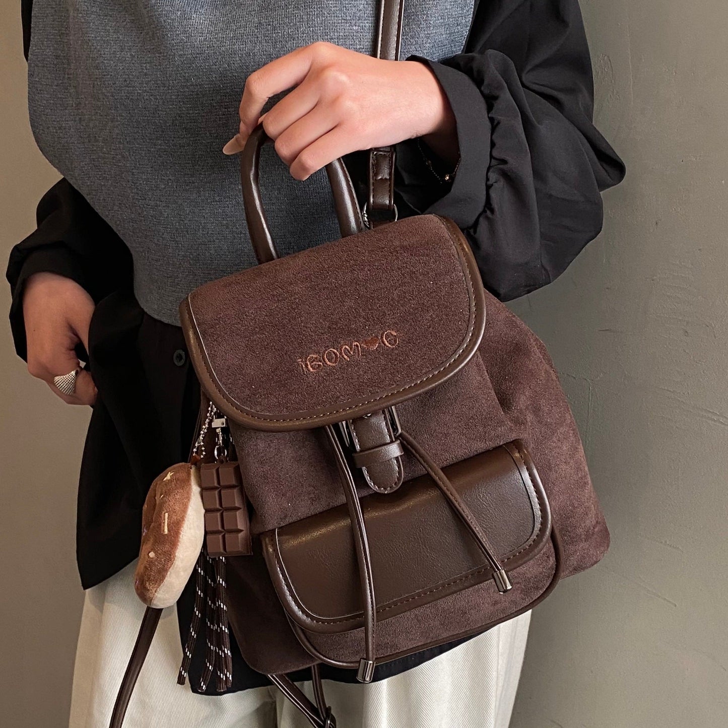 Preppy-style Commuter Backpack Fashionable And Vintage Travel Bag