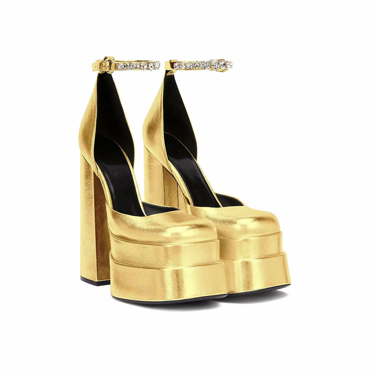 Golden Square Head Hollow Waterproof Platform Buckled