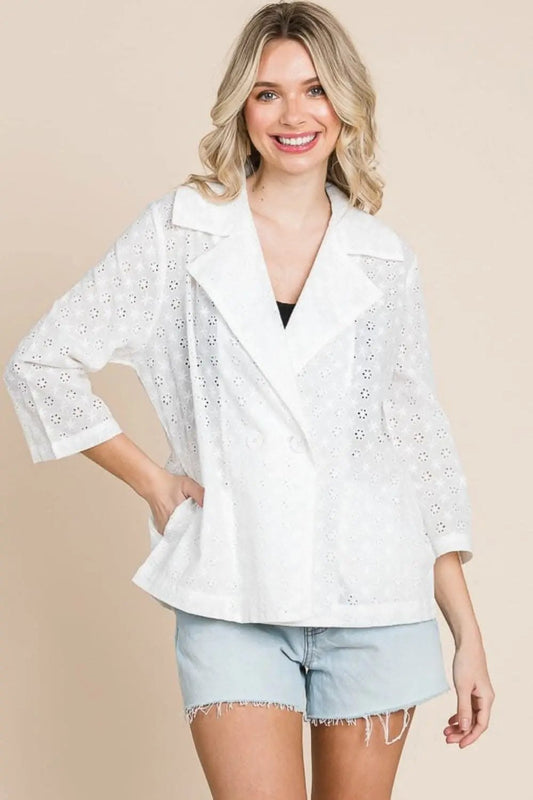 Chaqueta de moda para mujer - Detalle de ojales - Estilo chic