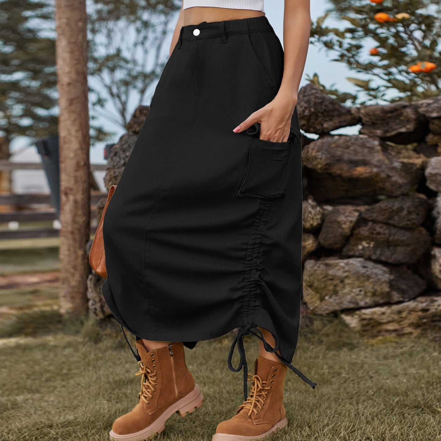 American Denim Casual Midi Skirt