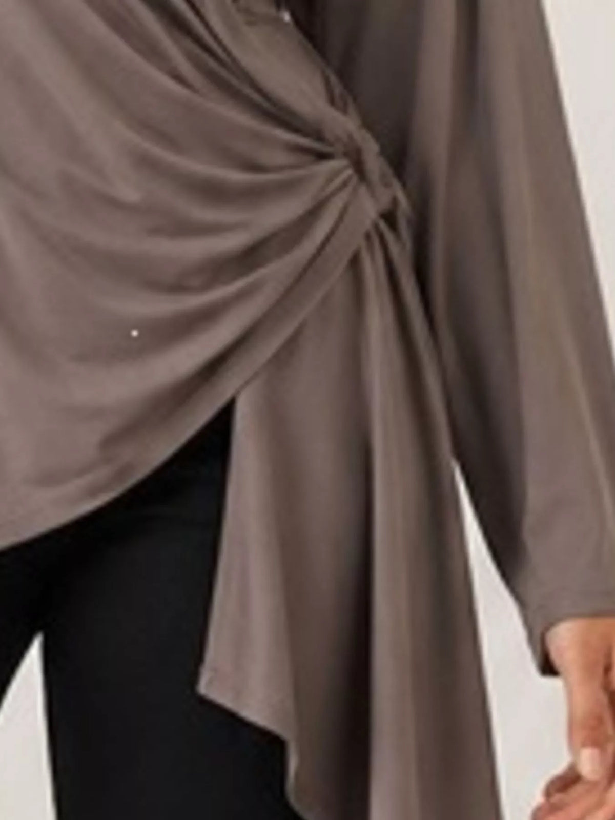 Long Sleeve Wrap T-Shirt with Side Knot Detail