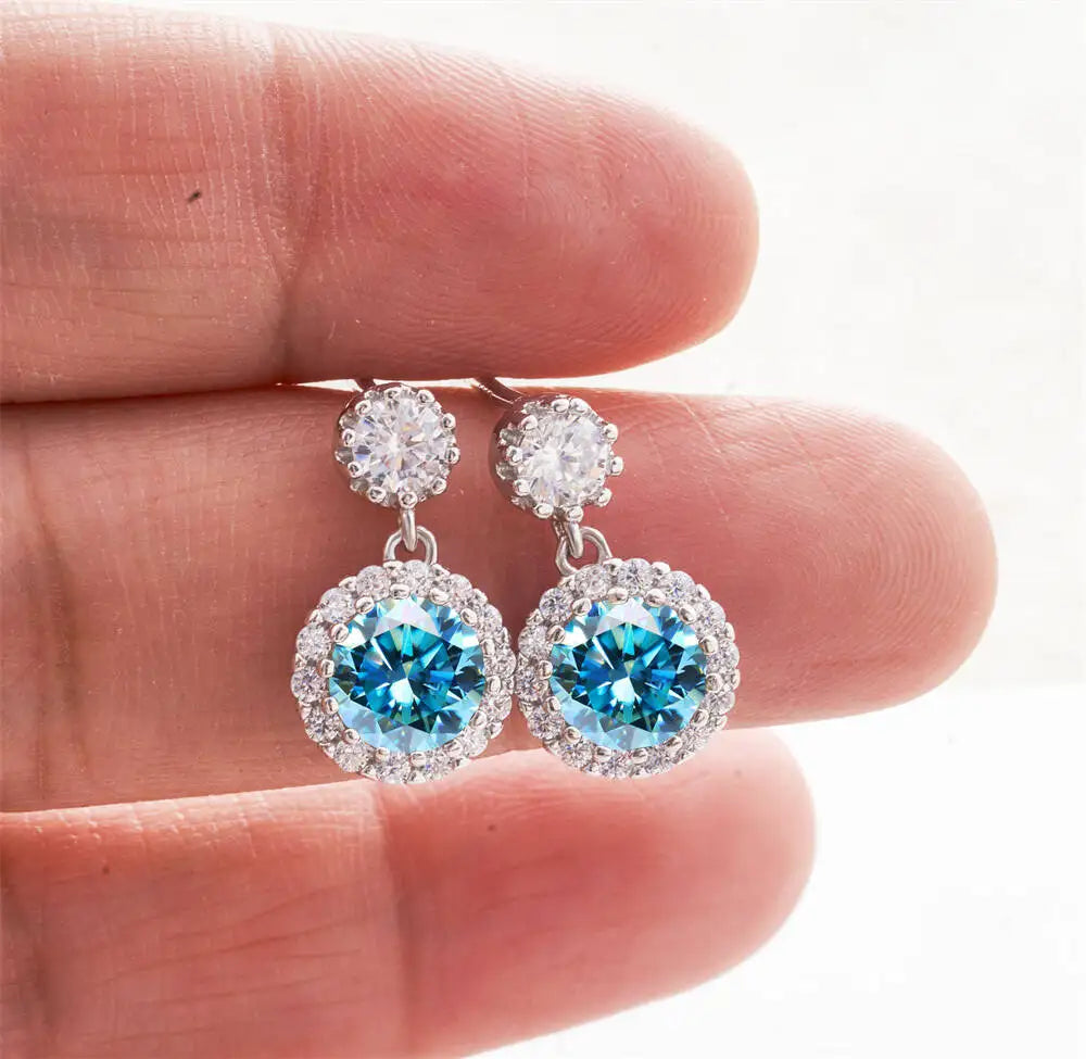 1CT 2Pcs D-Color Moissanite Drop Earrings 925 Sterling Silver With Certificate