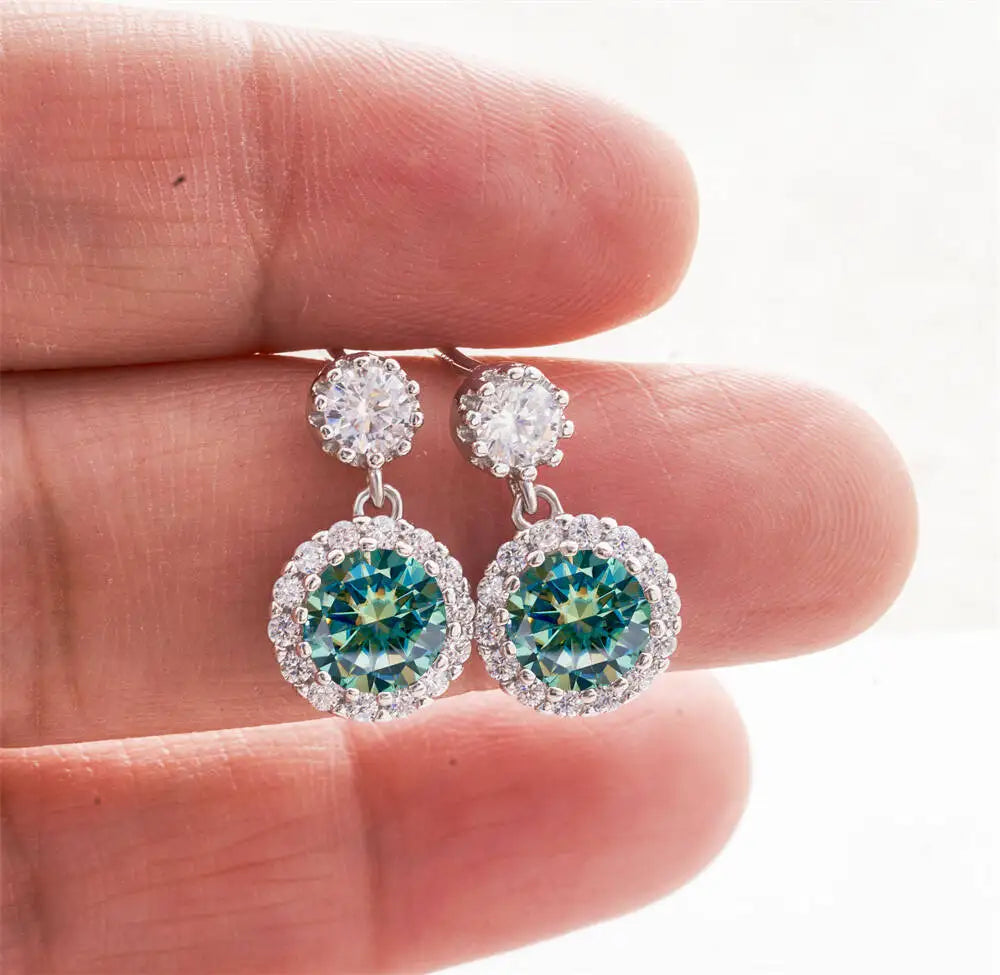 1CT 2Pcs D-Color Moissanite Drop Earrings 925 Sterling Silver With Certificate