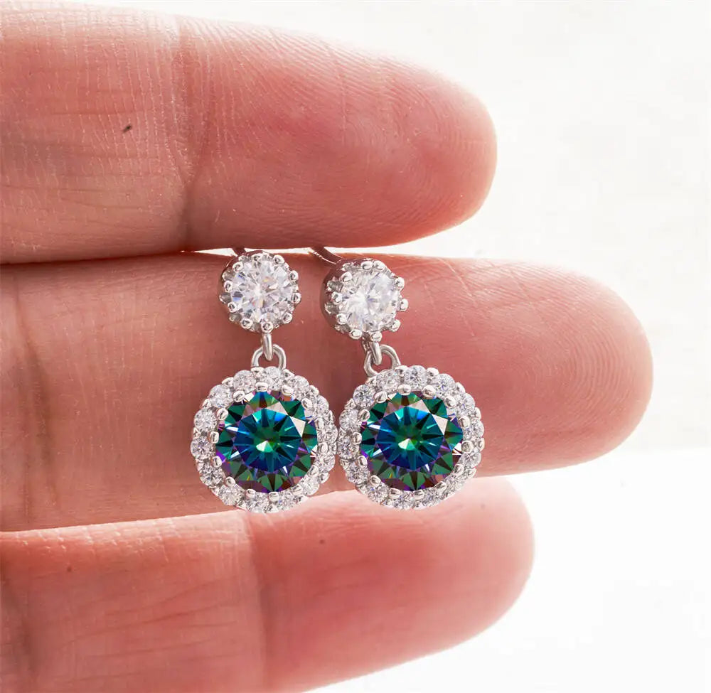 1CT 2Pcs D-Color Moissanite Drop Earrings 925 Sterling Silver With Certificate