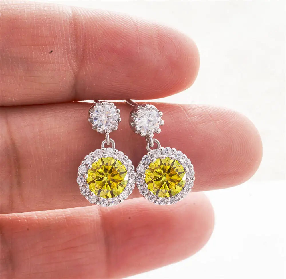 1CT 2Pcs D-Color Moissanite Drop Earrings 925 Sterling Silver With Certificate