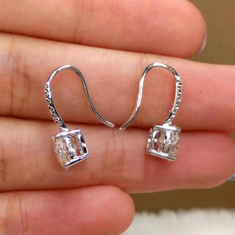 1ct D Color Moissanite 925 Sterling Silver Drop Earrings for Women Wedding
