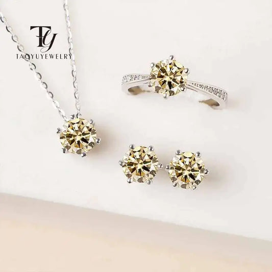 1ct D Color Moissanite Bridal Set 925 Sterling Silver Ring Earring Necklace