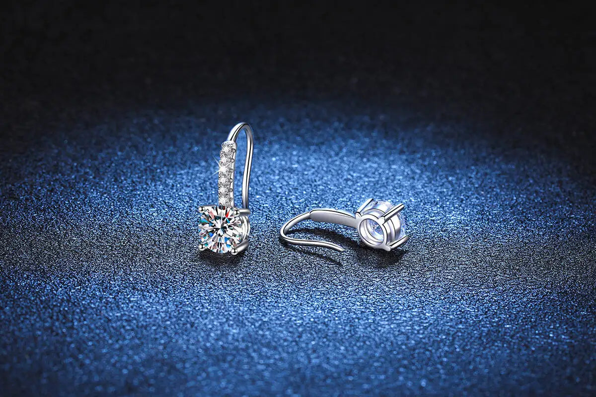 1ct D Color Moissanite 925 Sterling Silver Drop Earrings for Women Wedding