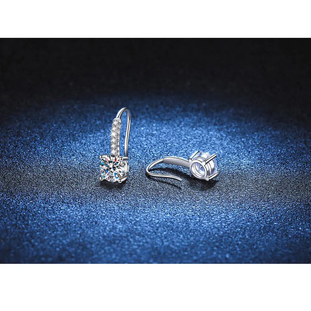 1ct D Color Moissanite 925 Sterling Silver Drop Earrings for Women Wedding