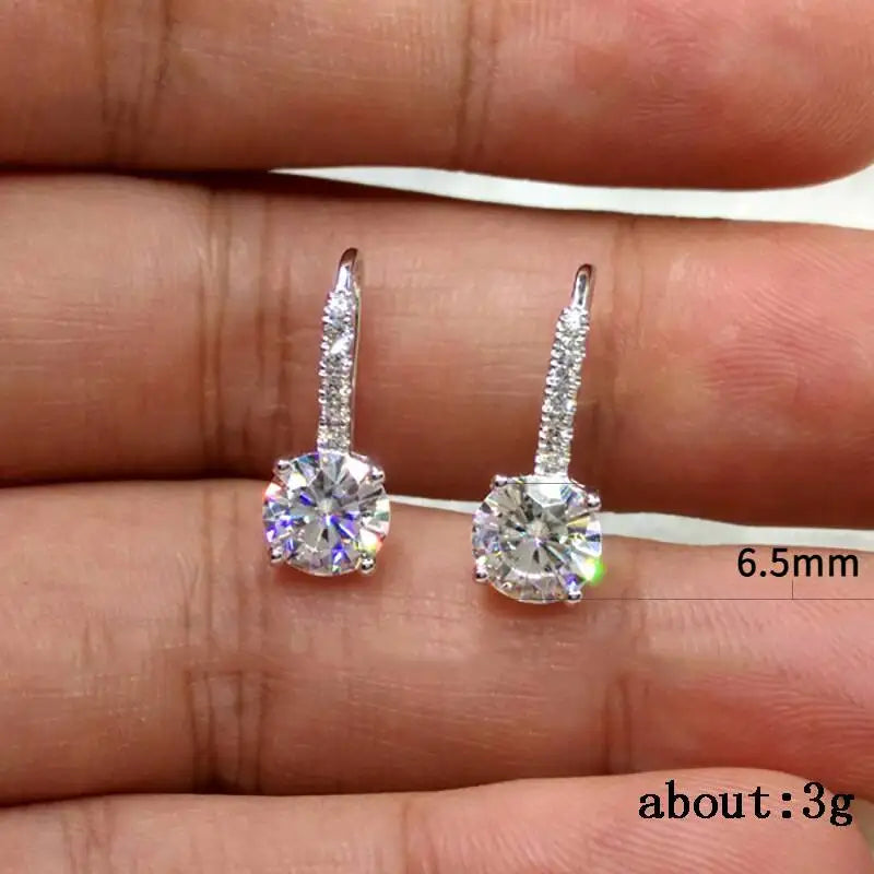 1ct D Color Moissanite 925 Sterling Silver Drop Earrings for Women Wedding