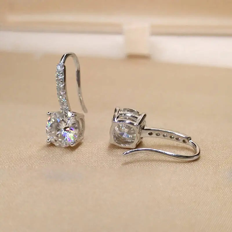 1ct D Color Moissanite 925 Sterling Silver Drop Earrings for Women Wedding