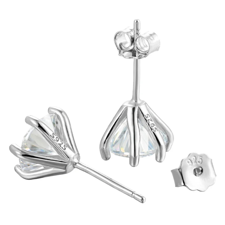 1ct Moissanite Stud Earrings For Women GRA Certified 18K White Gold Plated