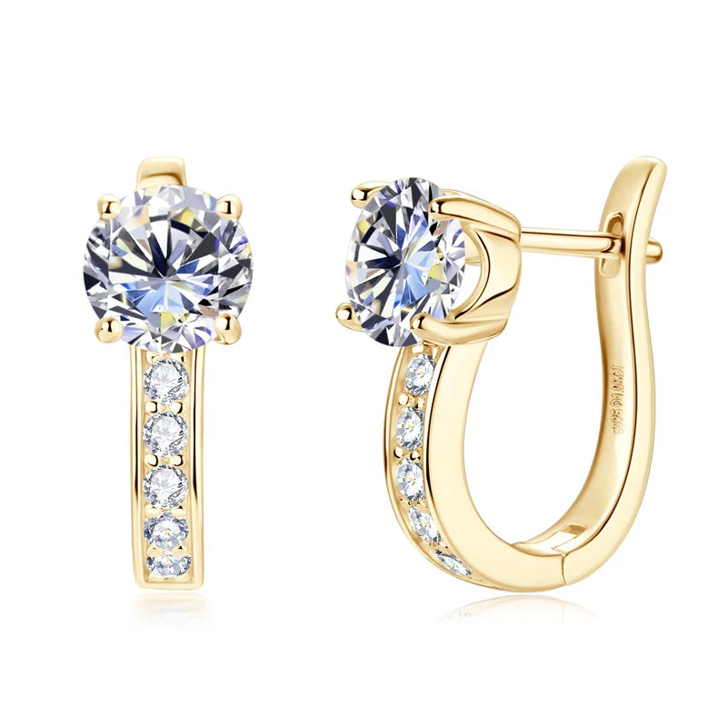 1ct Moissanite U-Shape Hoop Earrings 925 Sterling Silver D VVS1 Women Gift