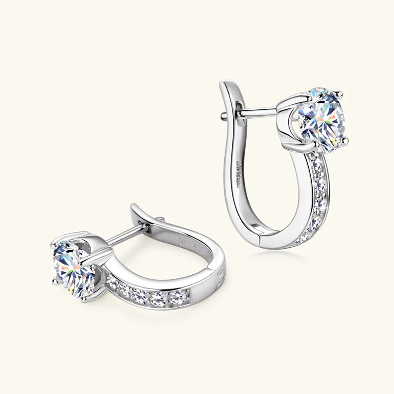 1ct Moissanite U-Shape Hoop Earrings 925 Sterling Silver D VVS1 Women Gift