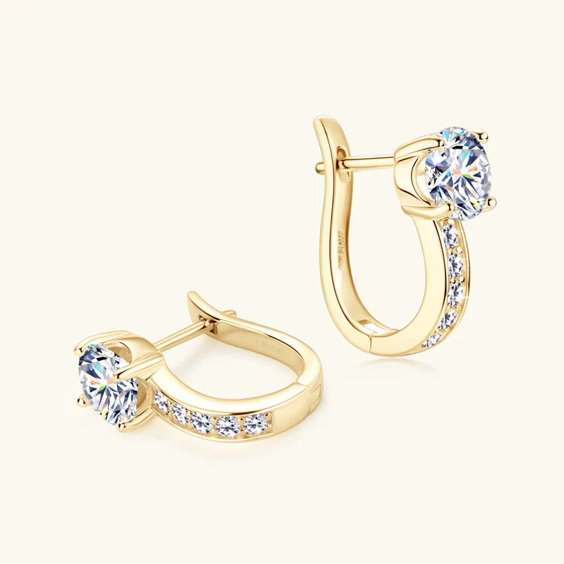 1ct Moissanite U-Shape Hoop Earrings 925 Sterling Silver D VVS1 Women Gift