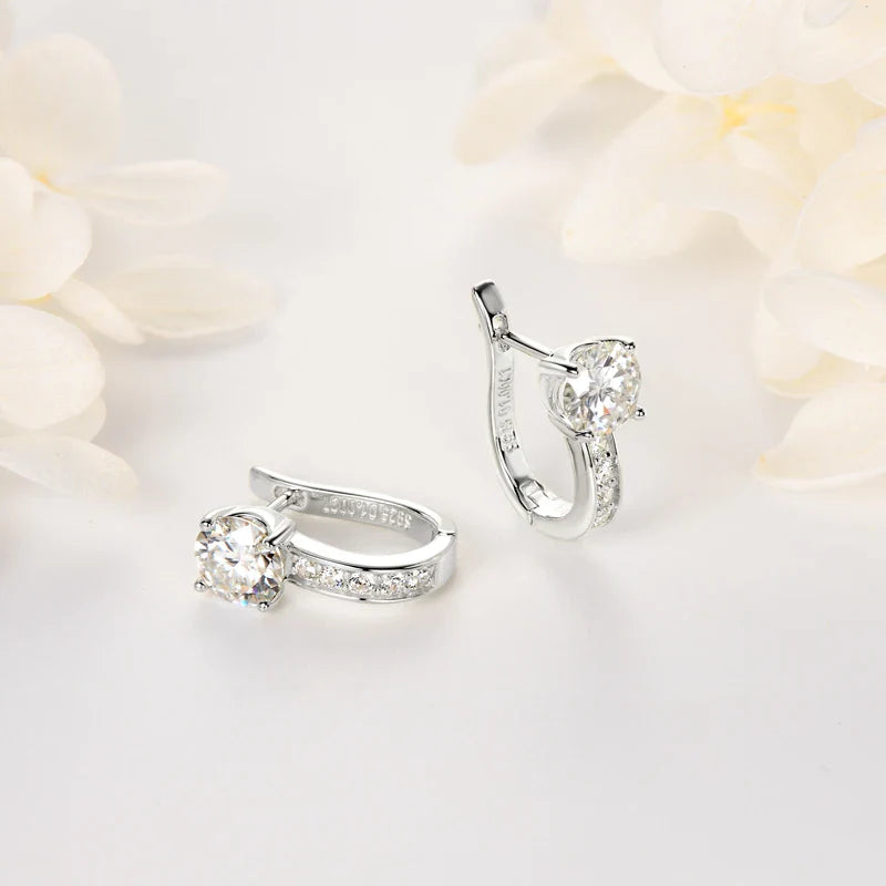 1ct Moissanite U-Shape Hoop Earrings 925 Sterling Silver D VVS1 Women Gift