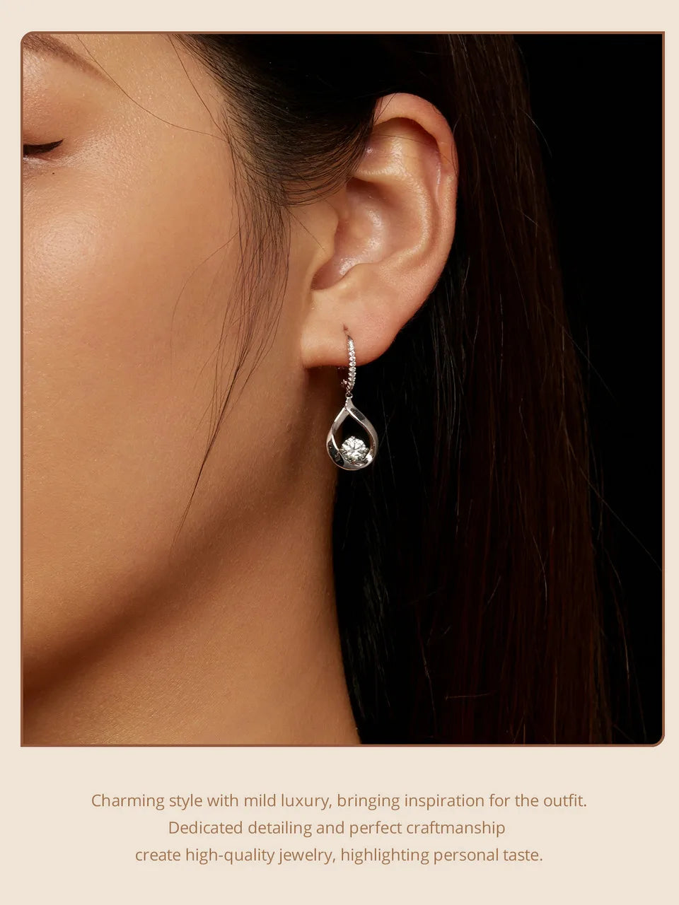 1CT Moissanite Waterdrop Necklace And Drop Earrings 925 Sterling Silver Wedding Bridal Jewelry Set