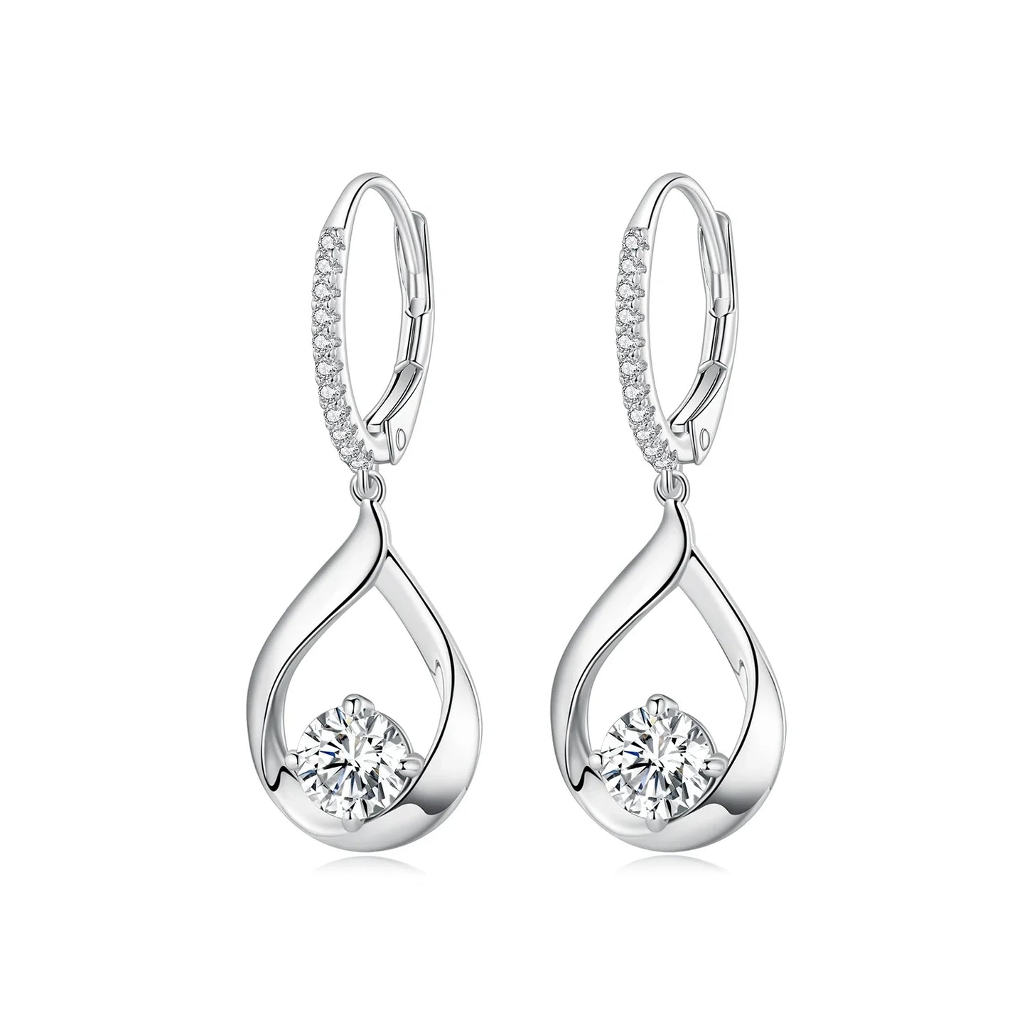 1CT Moissanite Waterdrop Necklace And Drop Earrings 925 Sterling Silver Wedding Bridal Jewelry Set