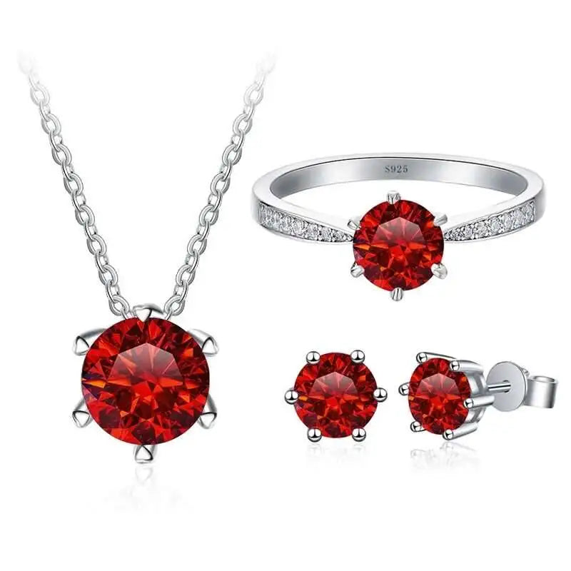 1ct D Color Moissanite Bridal Set 925 Sterling Silver Ring Earring Necklace