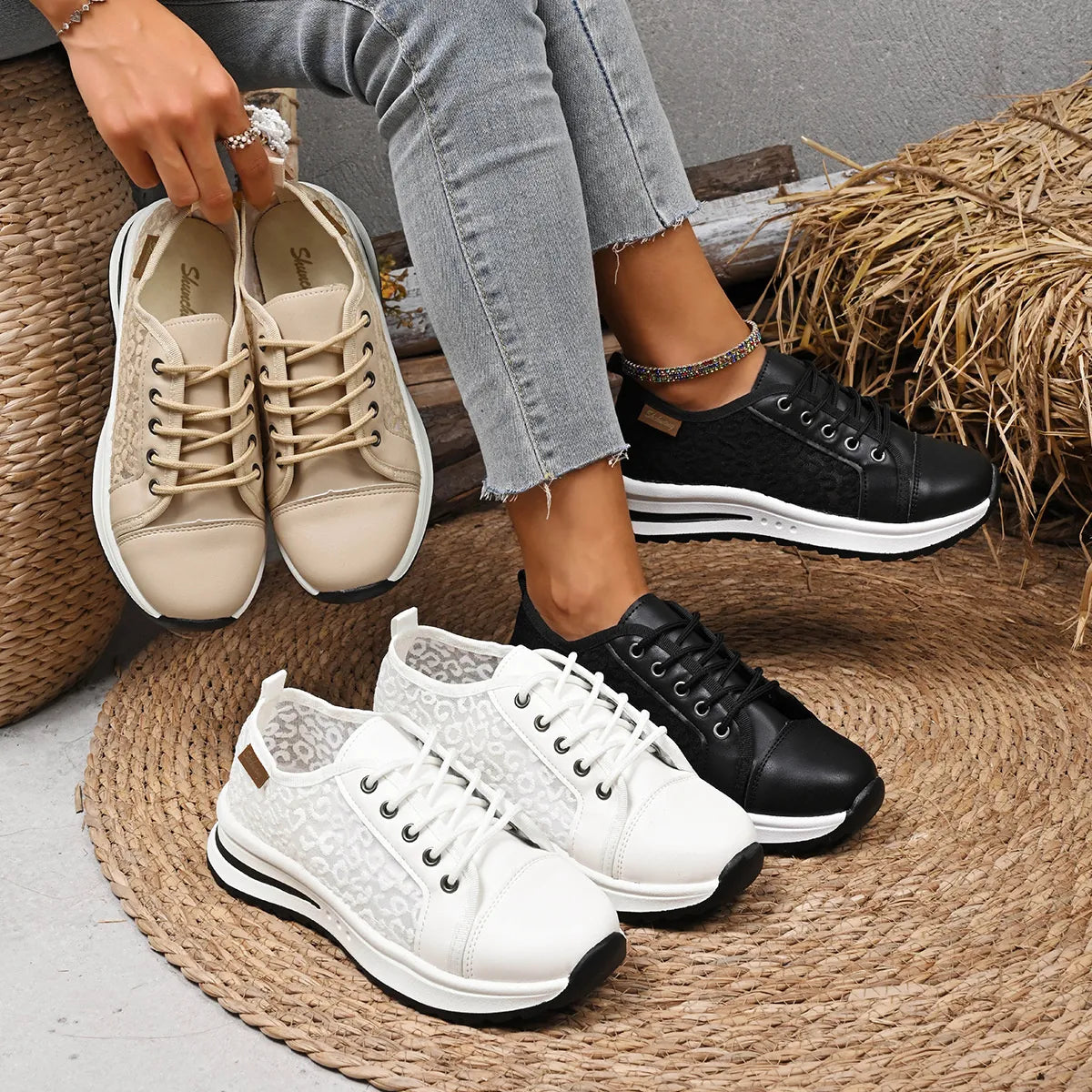 Lace-Up Platform Sneakers