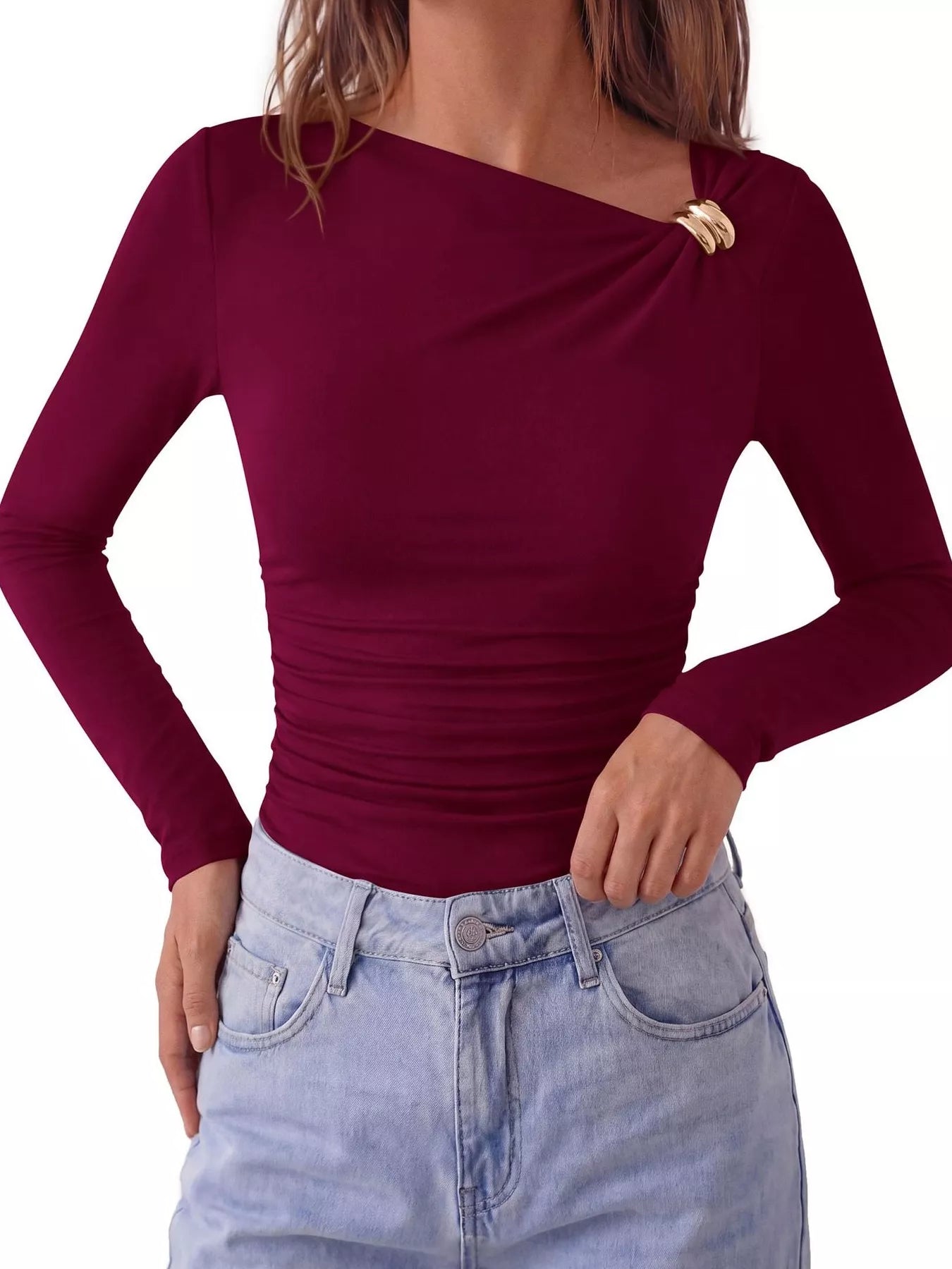 Metal Detail Long Sleeve T-Shirt