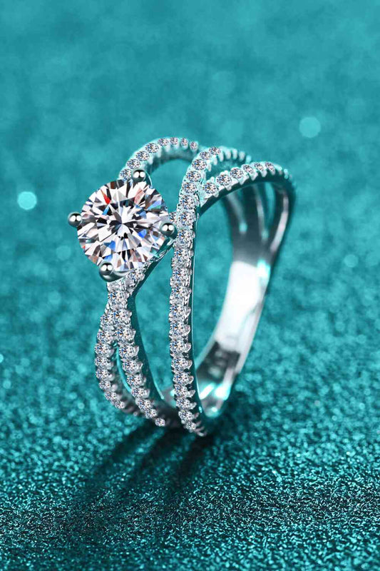 ElegantJewels Anillo Moissanita de 1 Quilate con Diseño Cruzado – Moderno Diseño de Plata Esterlina Vea la tabla de tallas en "más detalles"