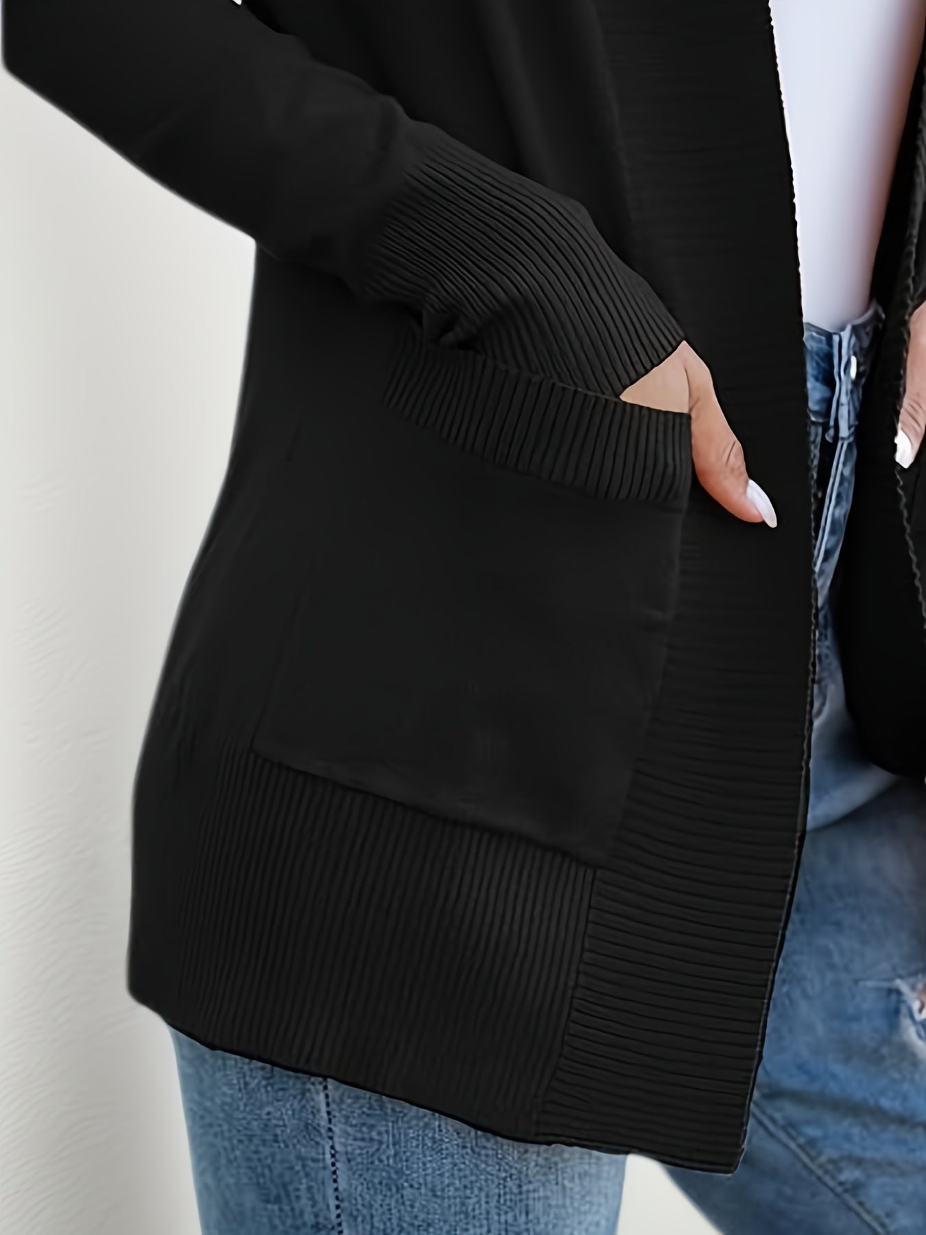 Cárdigan de punto casual para mujer con bolsillos