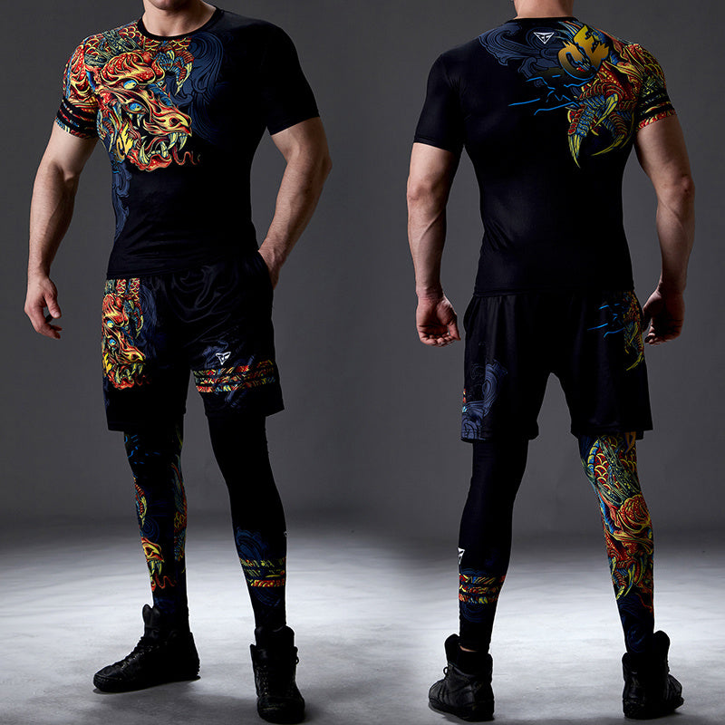 Traje de fitness de secado rápido y absorbente de sudor para hombres