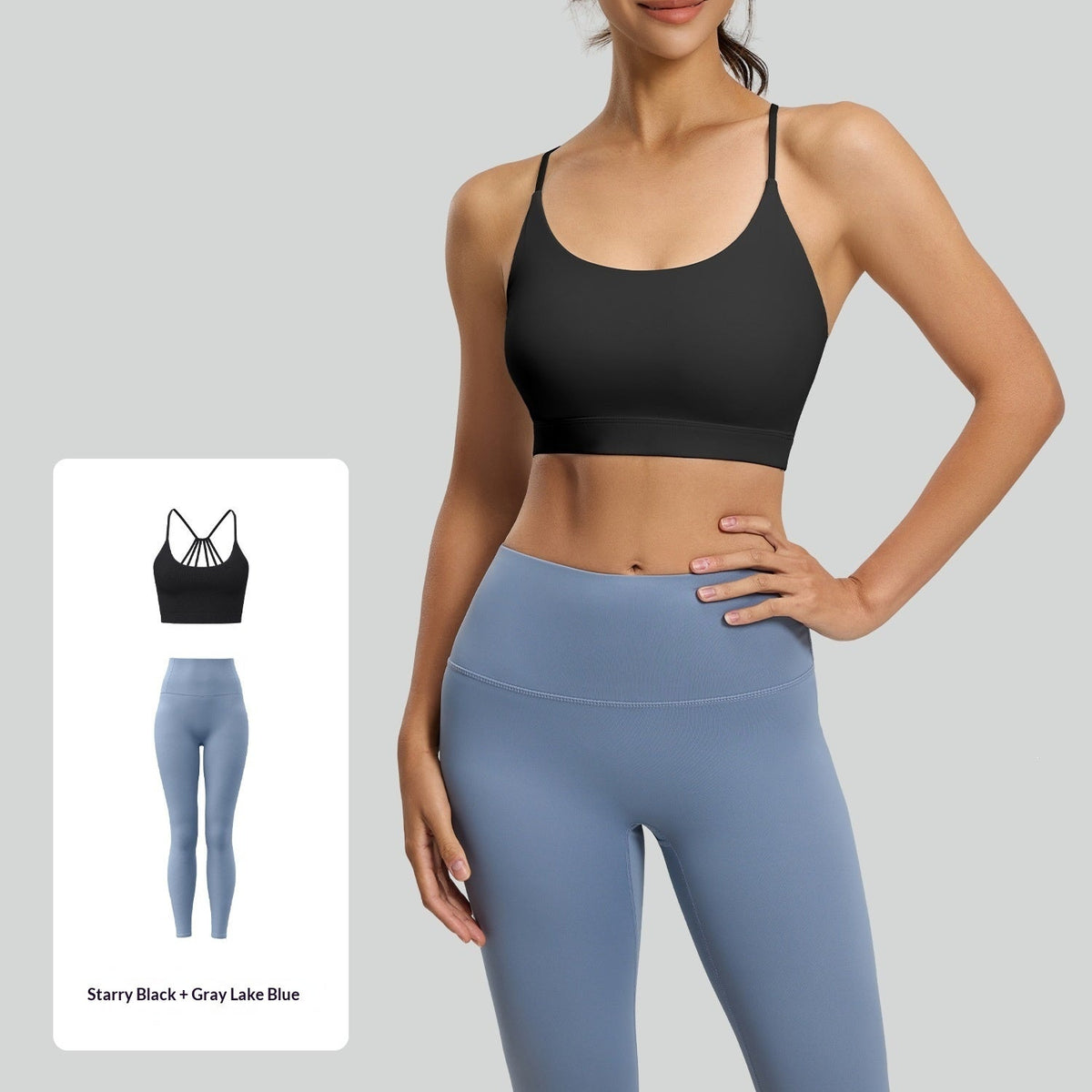 Womens Color-Block Yoga Set For A Beautiful Back