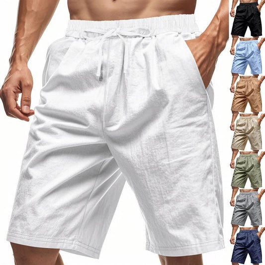 Pantalones sueltos informales de lino de color liso para hombre