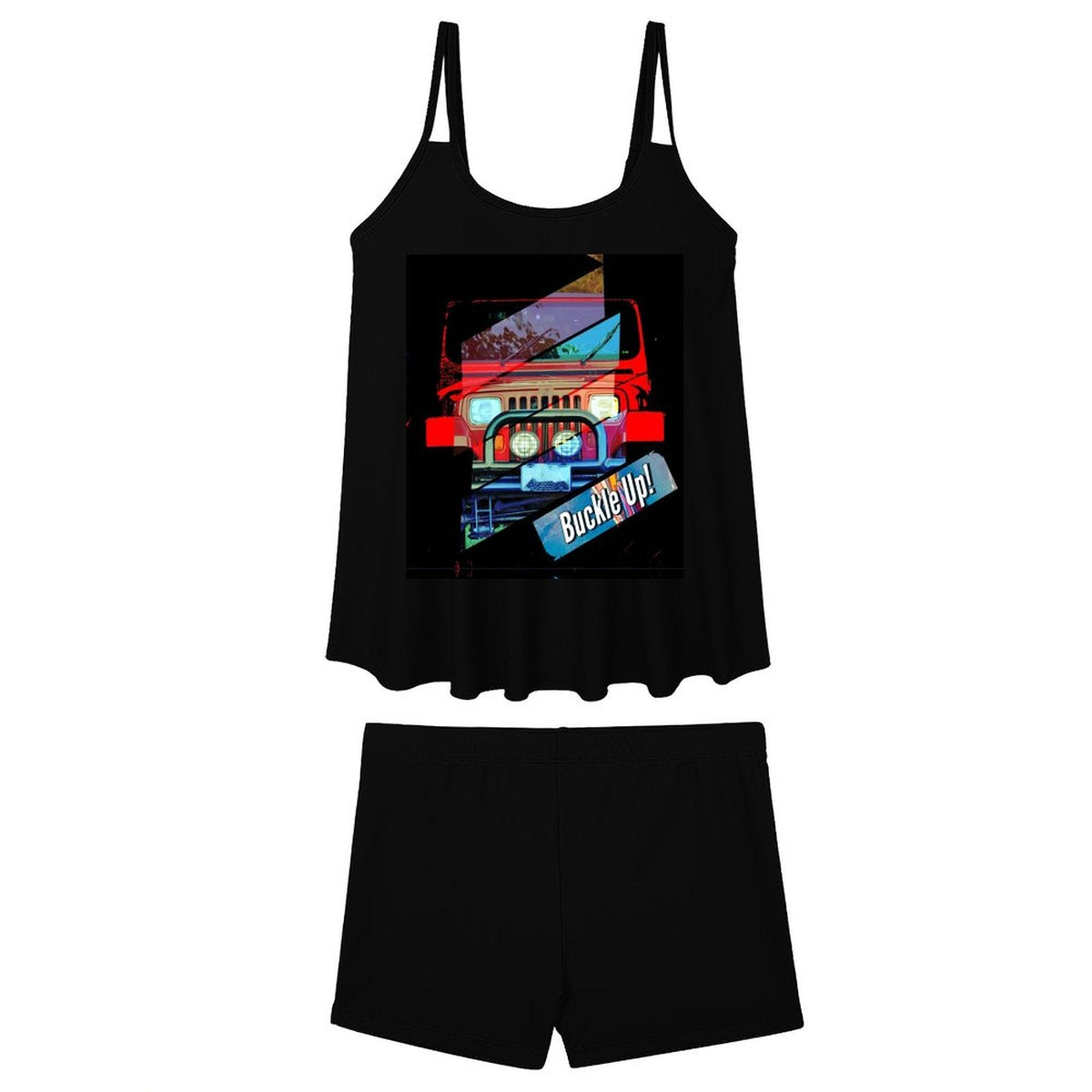Buckle Up! 4-wheel Drive Tankini 2-Piece Swimsuit for Women