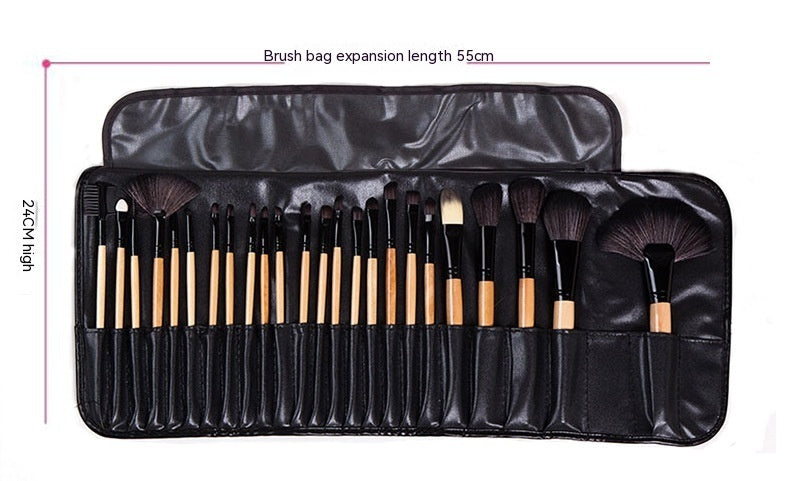 24 PCs Makeup Brush With Horse Hair Black Wood Color Makeup Full Set