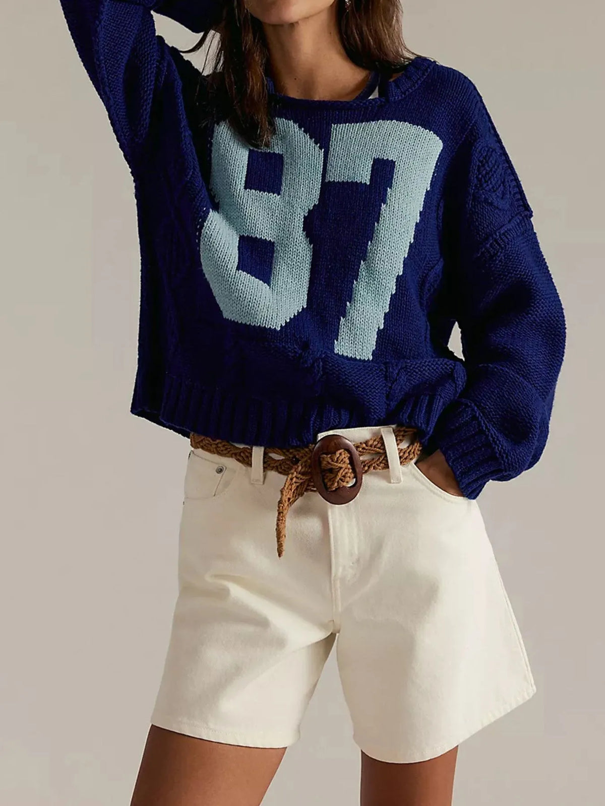 Number 81 Oversized Cable Knit Sweater