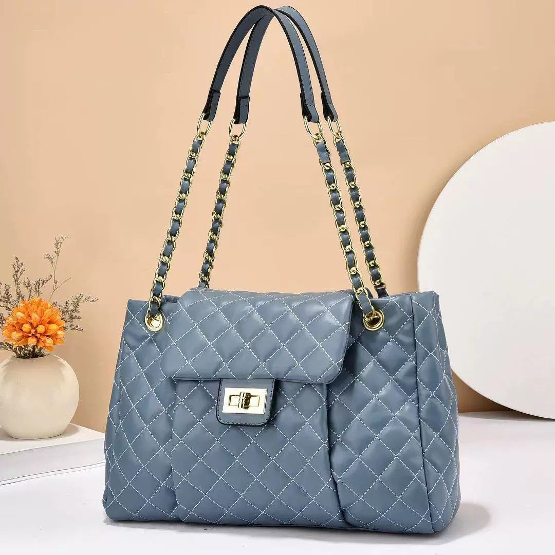 Women's Rhombus Quilted Chain Shoulder Travel Bag