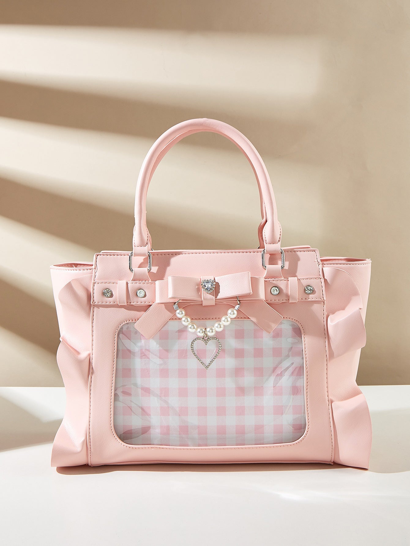Bolso de mano de encaje con perlas para mujer. Vea la tabla de tallas en "más detalles".