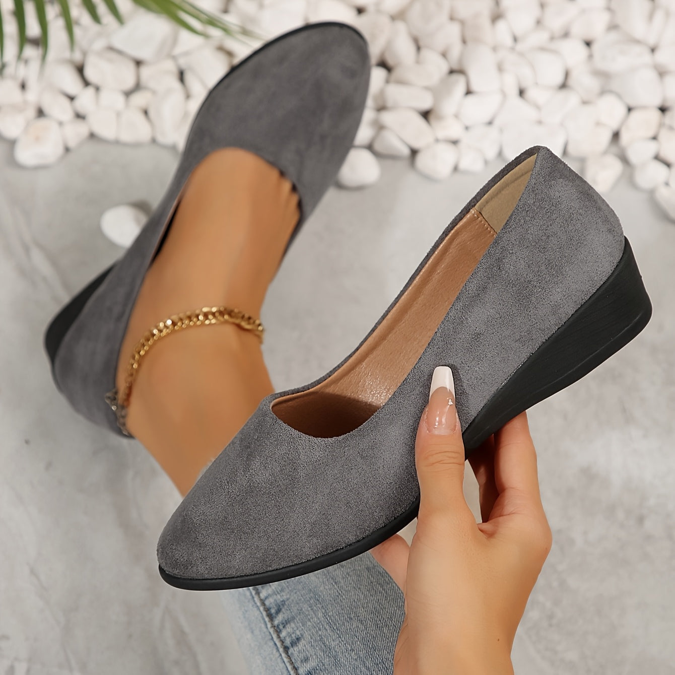 Zapatos elegantes de tacón bajo, acolchados, antideslizantes y versátiles