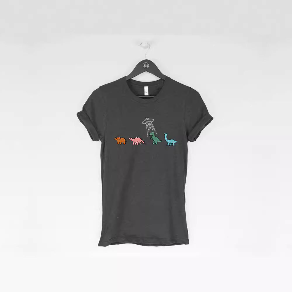 Round-neck Cartoon-print Short Sleeves