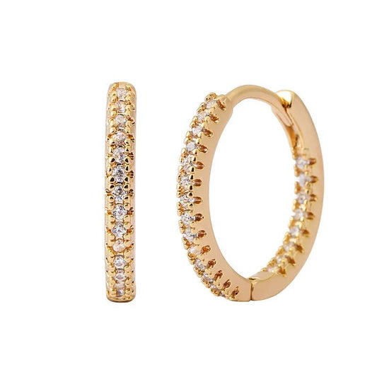 Aretes de clip de mujer de circonita multicolor elegante en forma de círculo