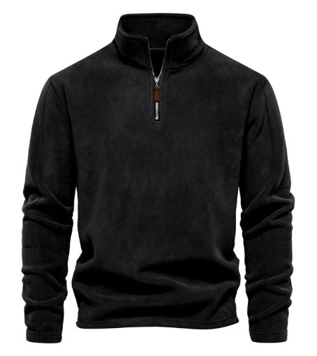 Sudadera con cremallera de cuello alto, forro polar, estilo casual de invierno, para hombre