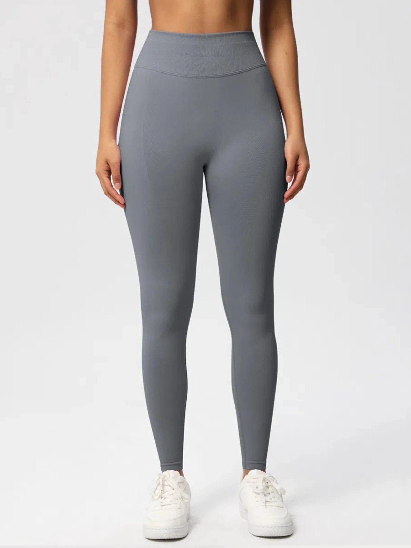 Sexy High Elastic Women's Solid Tights High Waist Workout Yoga Leggings, Scrunch Butt Lifting Elastic Pants, Tummy Control Butt Lifting Workout Yoga Athletic Pants